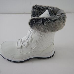 Women's White Winter Boots with Faux Fur Collar